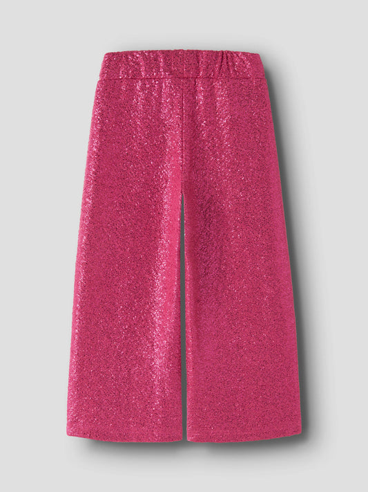 Name It Risine rosa glittriga Wide Leg byxor för flicka med vida ben