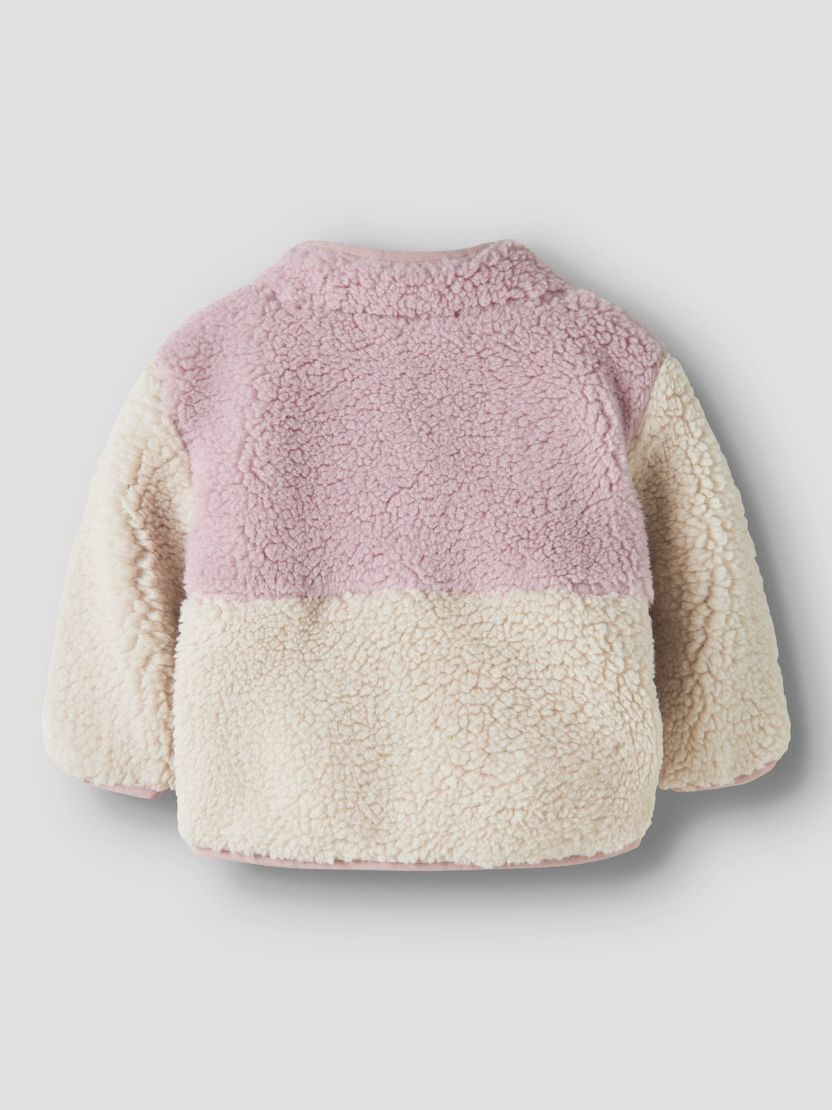 Name It Macey teddyjacka Violet Ice bakifrån – rosa creme för baby flicka