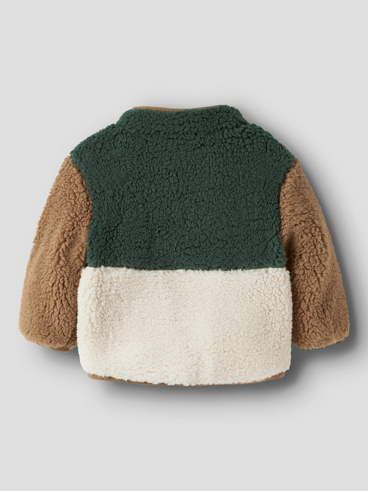 Name It Macey teddyjacka grön beige och offwhite för baby pojke