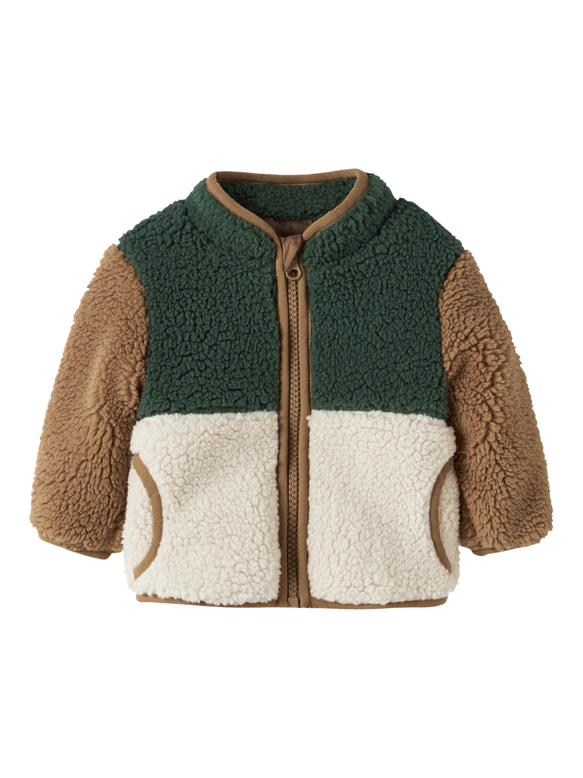 Name It Macey teddyjacka grön beige och offwhite för baby pojke