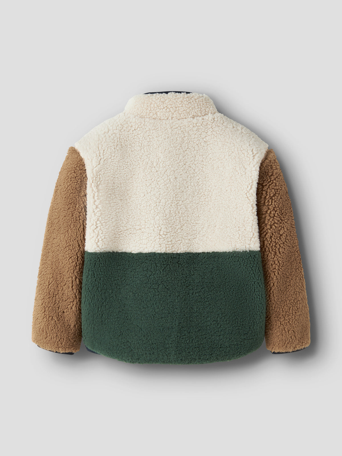 Name It Macey färgblockad teddyjacka grön beige brun mini pojke