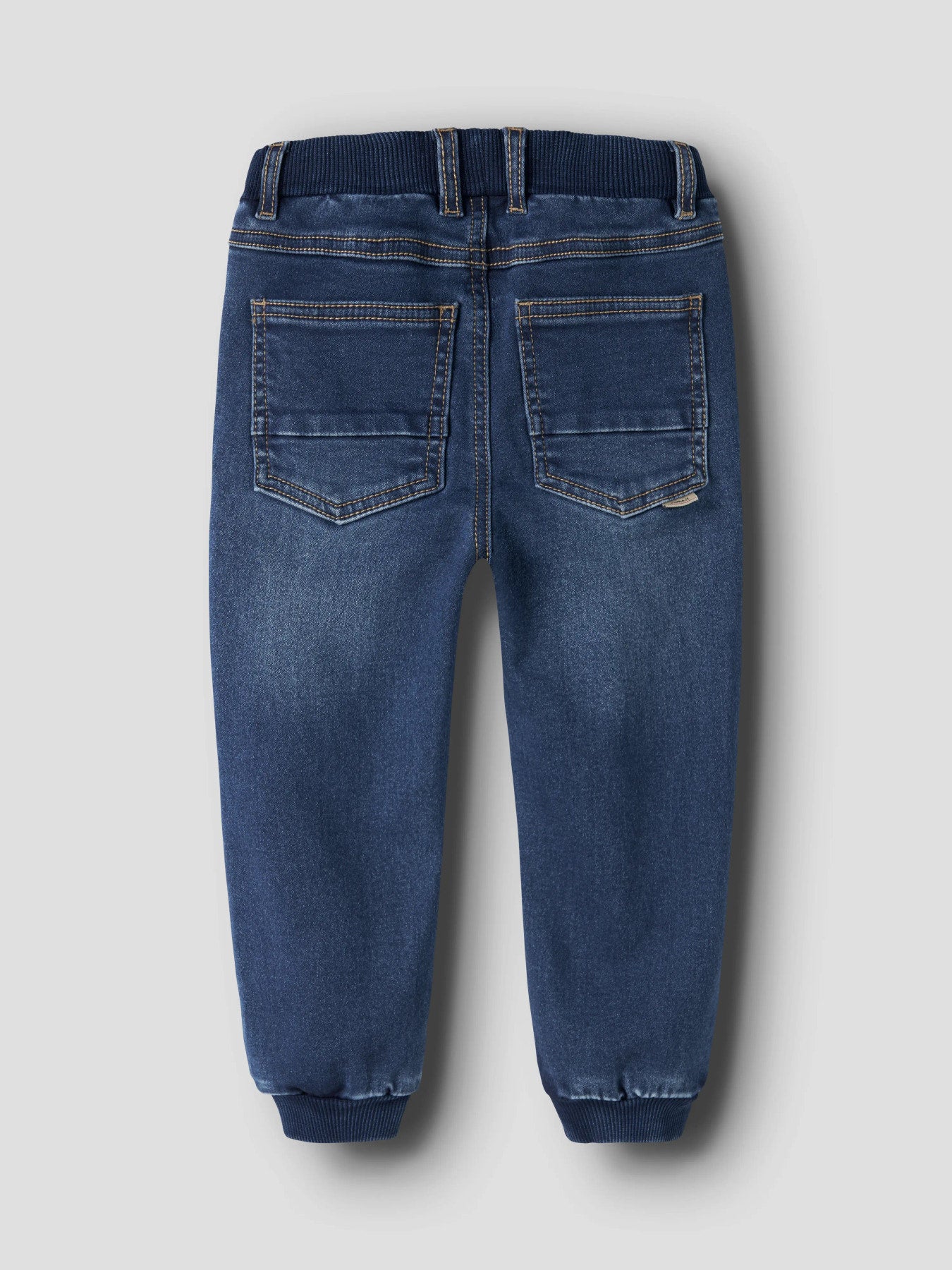 Name It Ben mörkblå fleecefodrade baggy jeans för barn unisex med resårmidja och mudd – 13257332