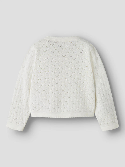 Mönster stickad vit kofta till flicka. Barn cardigan kofta till flicka i ekologisk bomull från Name it.
NMFDESINA LS SHORT KNIT CARD
13257337
