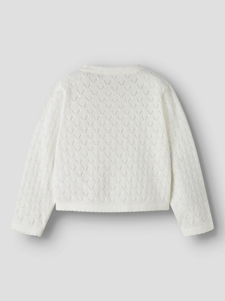 Mönster stickad vit kofta till flicka. Barn cardigan kofta till flicka i ekologisk bomull från Name it.
NMFDESINA LS SHORT KNIT CARD
13257337