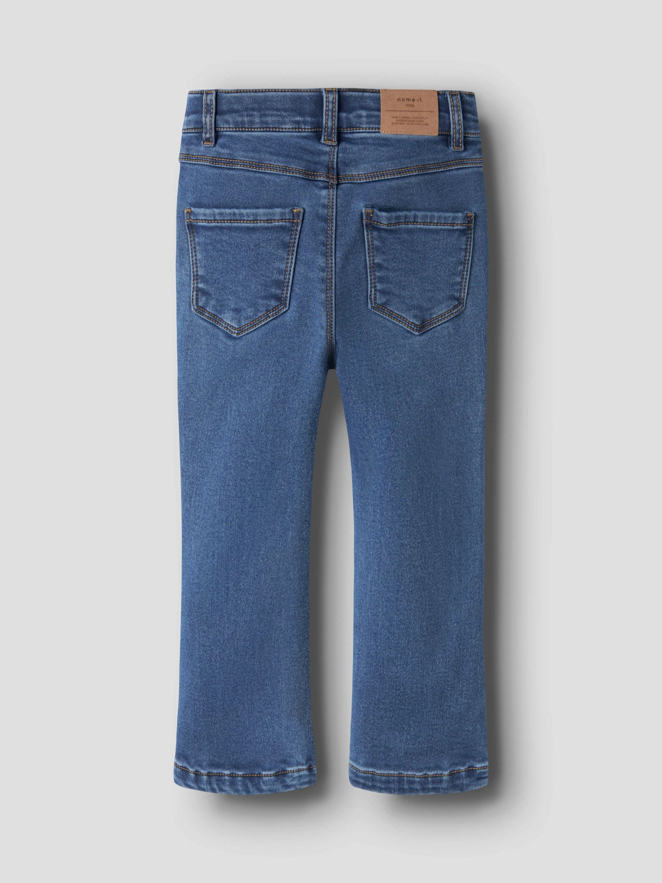 Name It Salli mellanblå fleecefodrade bootcut jeans för flicka barn med justerbar midja – 13257645