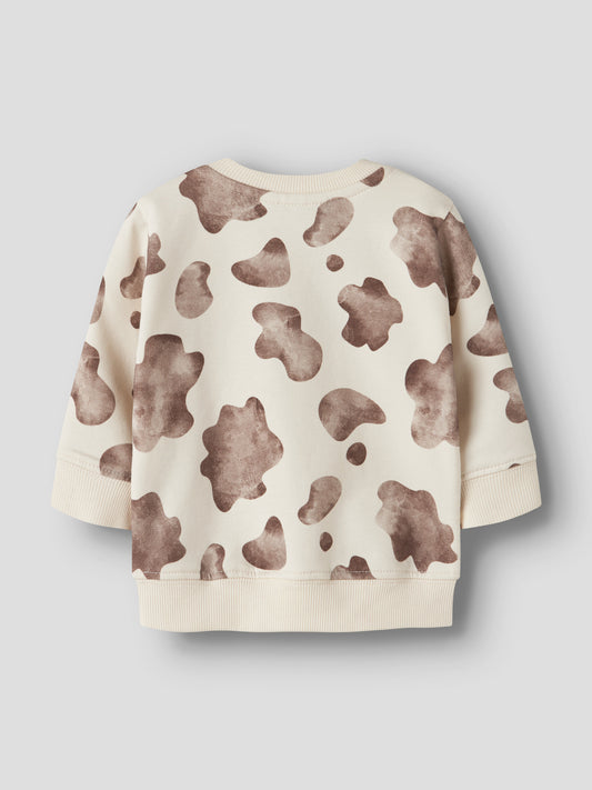 Name It Larry Sweatshirt Med Kossmönster Antique White Till Baby Pojke