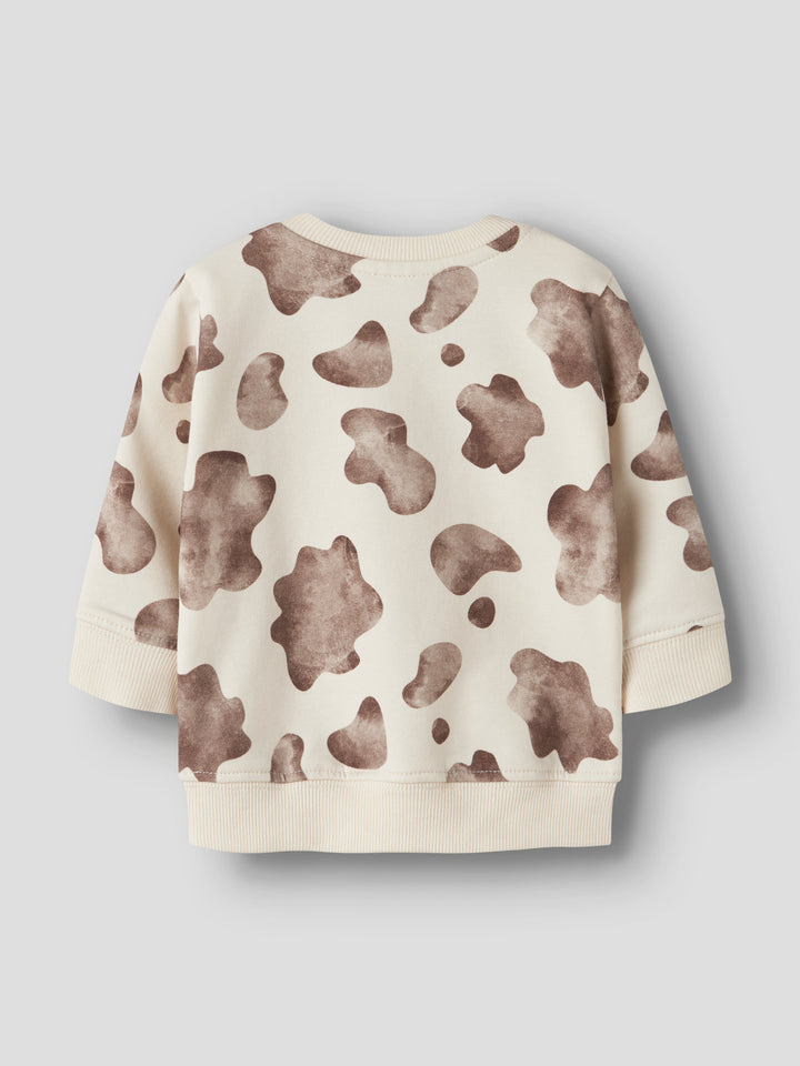 Name It Larry Sweatshirt Med Kossmönster Antique White Till Baby Pojke