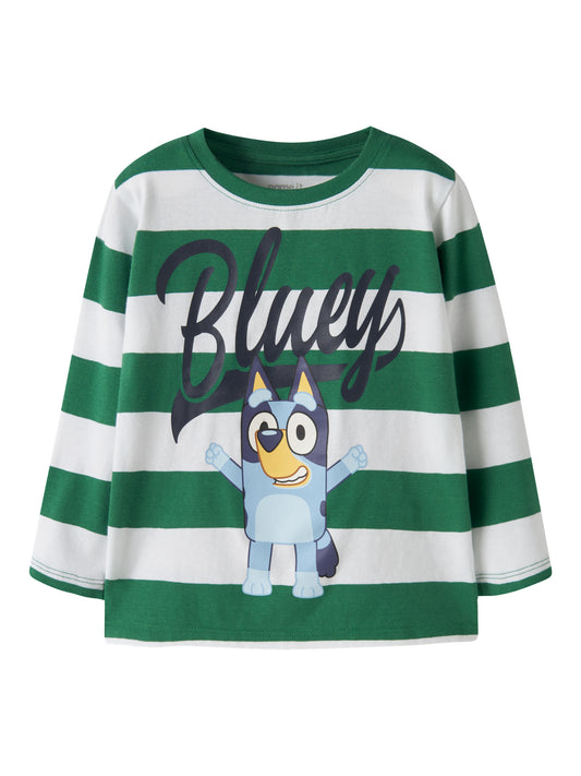 Grön och vit randig långärmad t-shirt till pojke med den roliga favorit figuren Bluey från Disney.
NMMJUSTIN BLUEY LS NREG TOP NOOS SKY
13258076