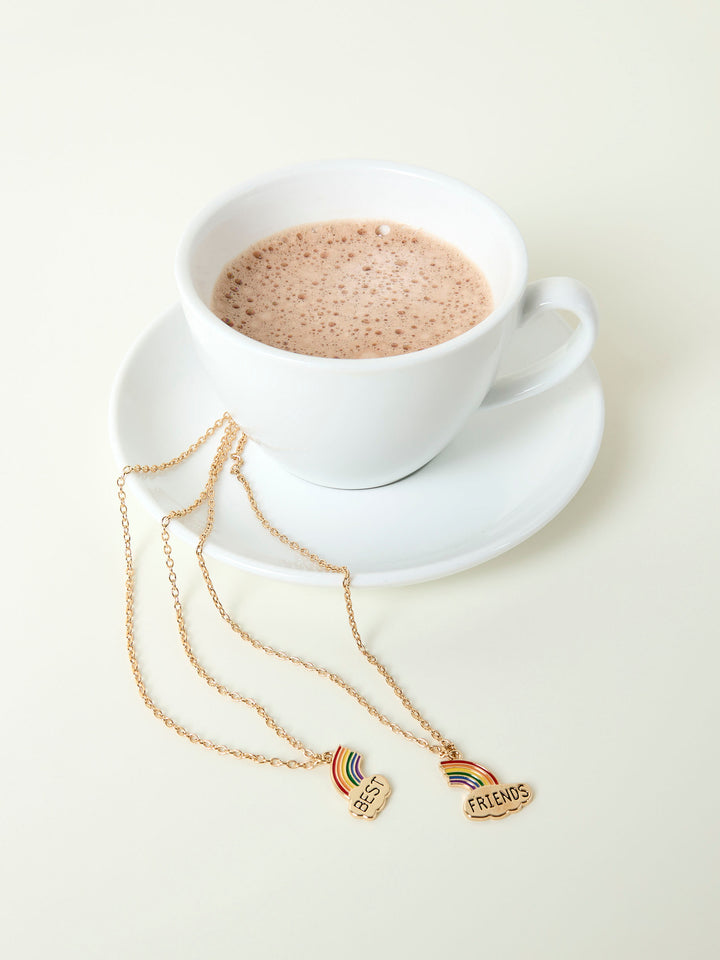 Name It Friends 2-Pack Halsband Med Regnbåge Guld Till Flicka