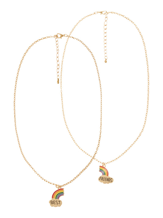 Name It Friends 2-Pack Halsband Med Regnbåge Guld Till Flicka