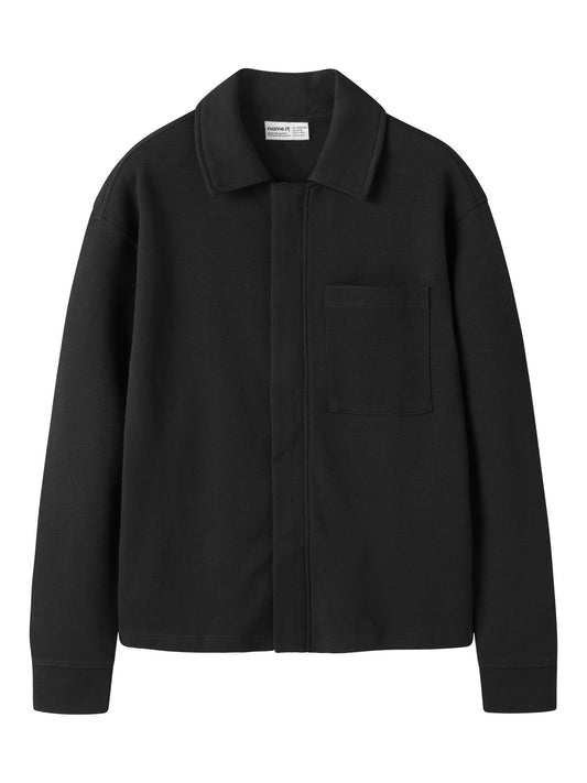 Name It Lalle svart sweat overshirt för pojke framifrån