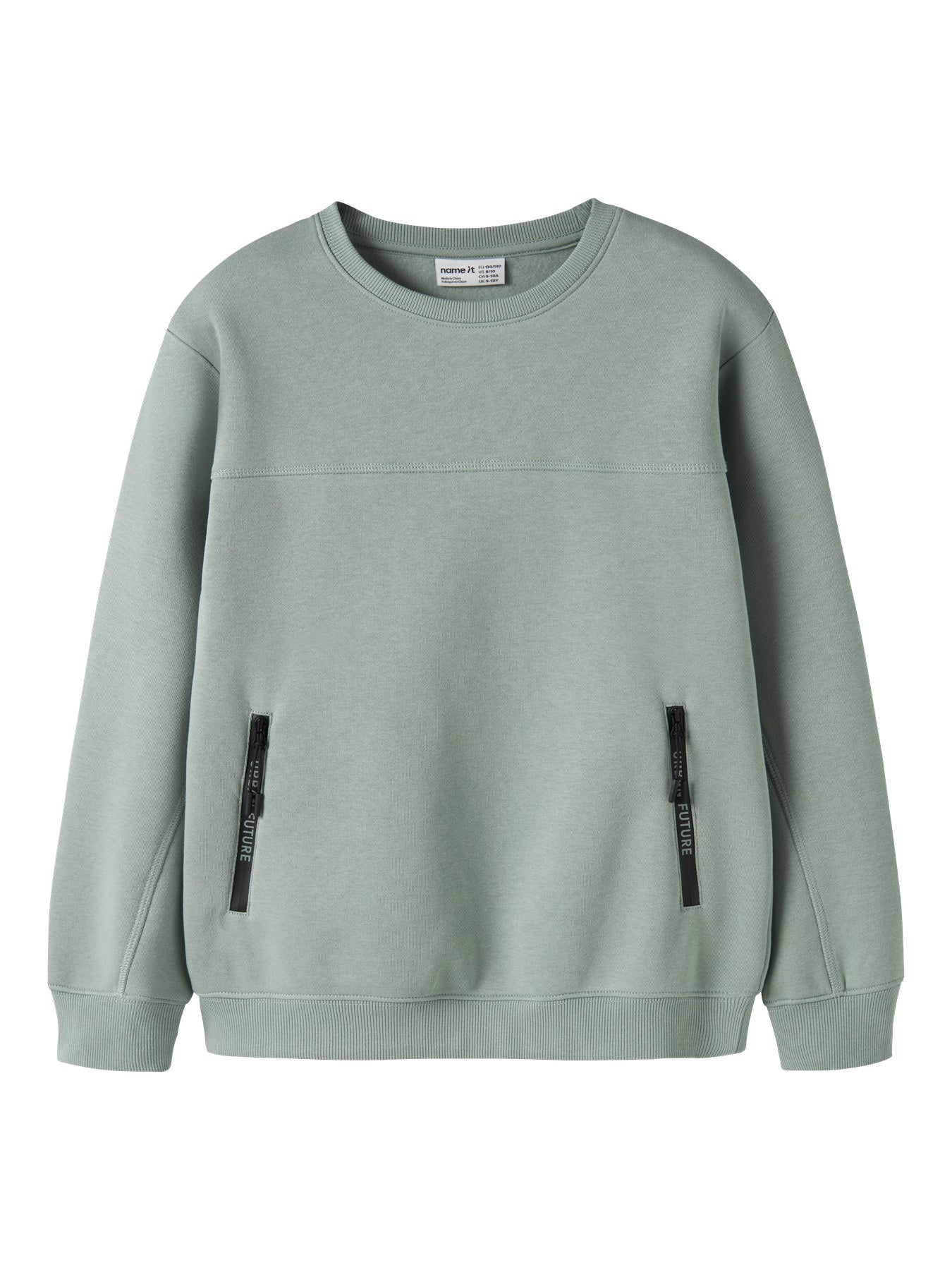 Name It Leo sweatshirt för pojke med dragkedjefickor i Green Milieu