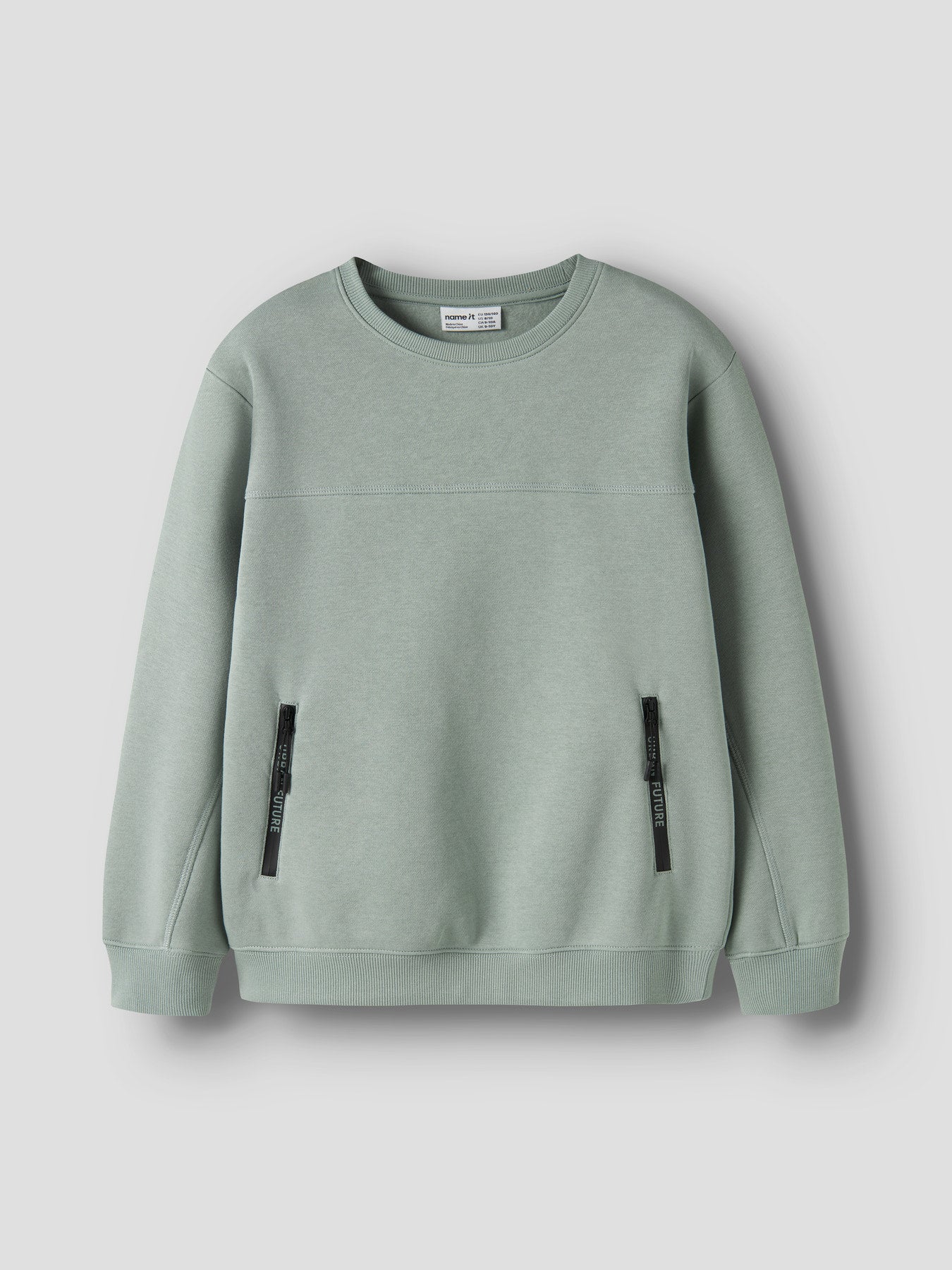 Name It Leo sweatshirt för pojke med dragkedjefickor i Green Milieu