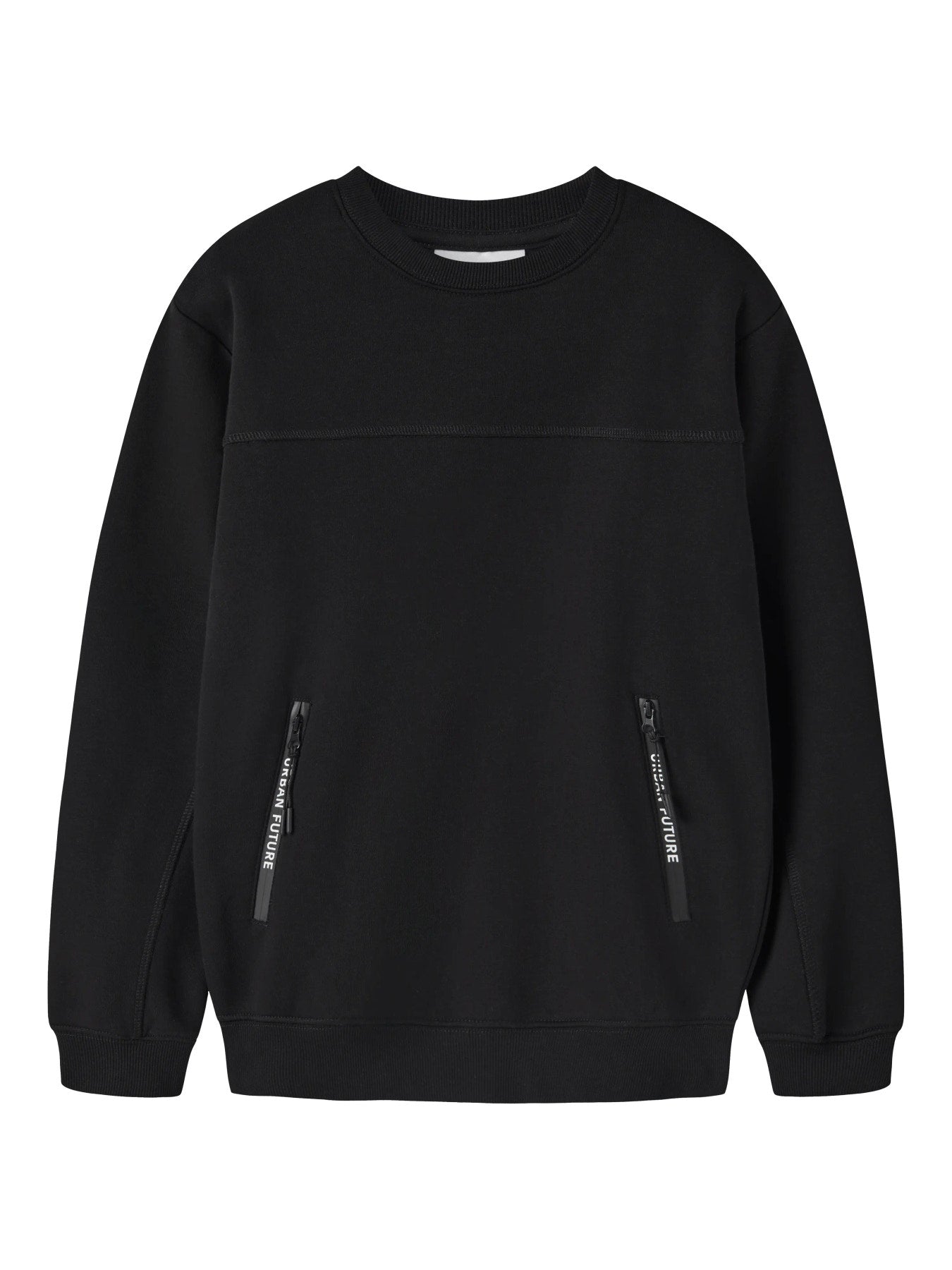 Name It Leo sweatshirt för pojke med dragkedjefickor i svart