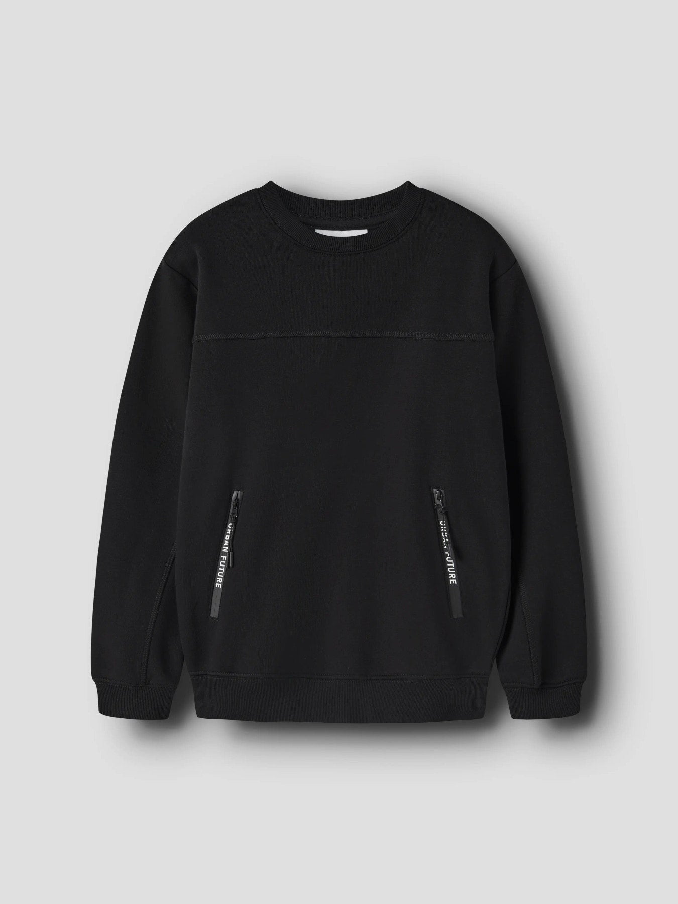 Name It Leo sweatshirt för pojke med dragkedjefickor i svart
