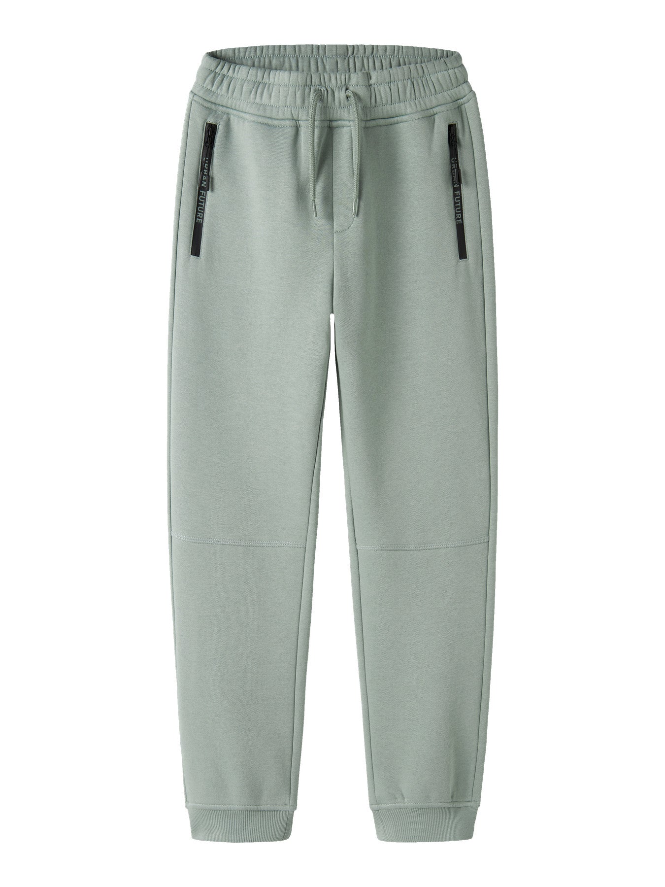 Name It Leo sweatpants för pojke med dragkedjefickor i den gröna färgen Green Milieu