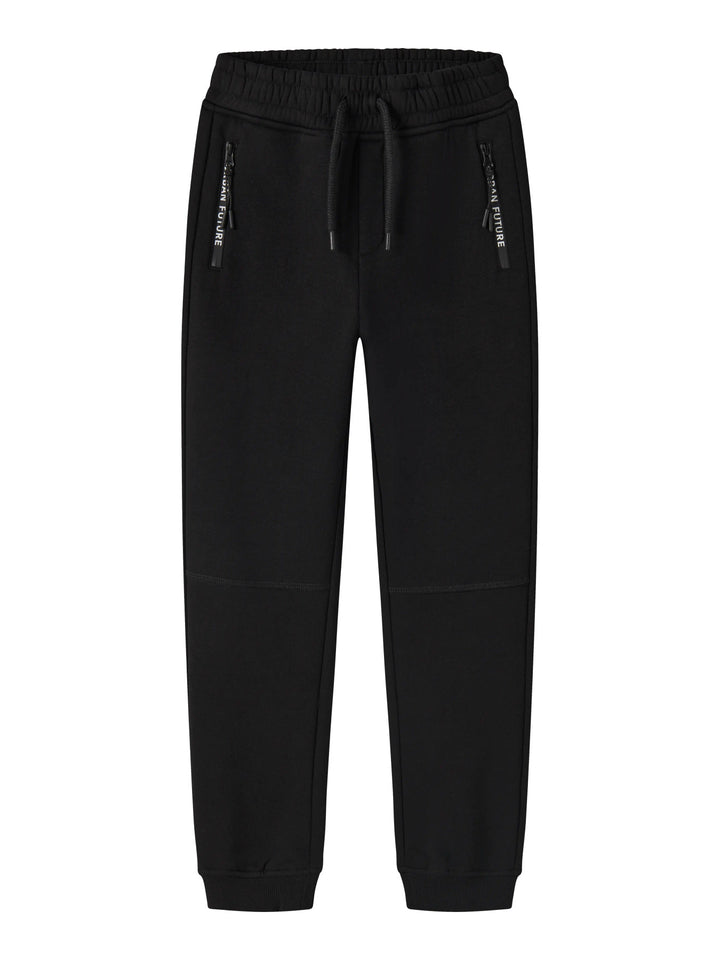 Name It Leo sweatpants för pojke med dragkedjefickor i svart.
