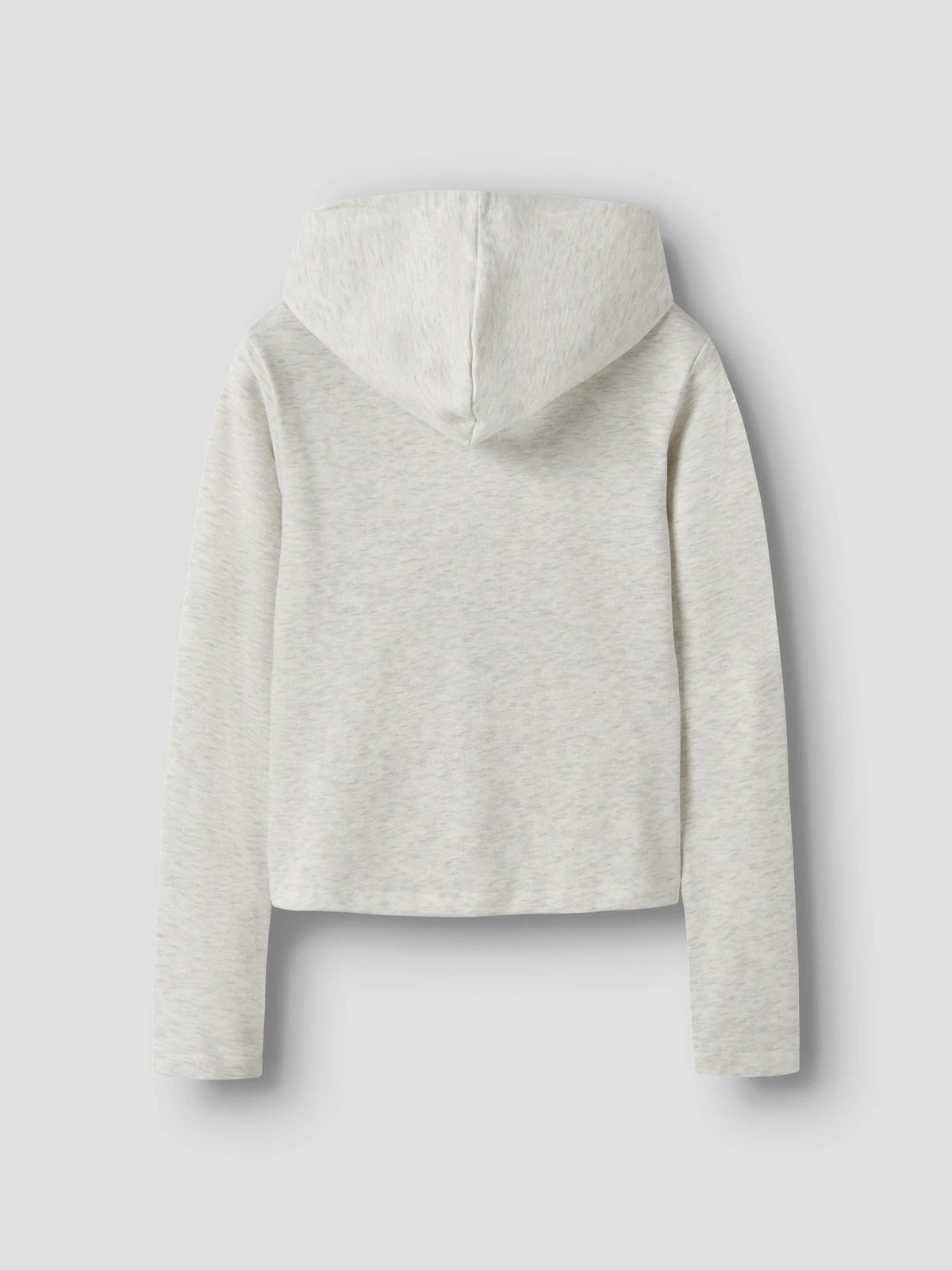 LMTD Lunic ljusgrå hoodiekofta för ungdomstjej med huva, dragkedja, sidofickor och mjuk borstad insida. Modell NLFLUNIC LS BRU S CARDIGAN W. HOOD.