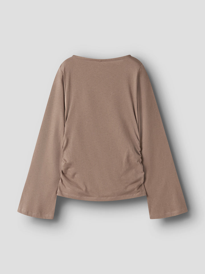 Name It Lanni Brun Långärmad Topp Med Vida Ärmar Till Flicka