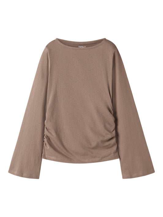 Name It Lanni Brun Långärmad Topp Med Vida Ärmar Till Flicka