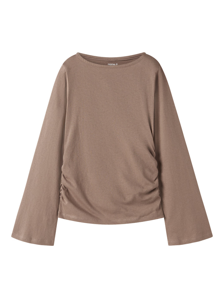 Name It Lanni Brun Långärmad Topp Med Vida Ärmar Till Flicka