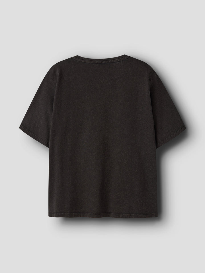 Name It svart t-shirt med rockmotiv och gitarr för flicka i ekologisk bomull