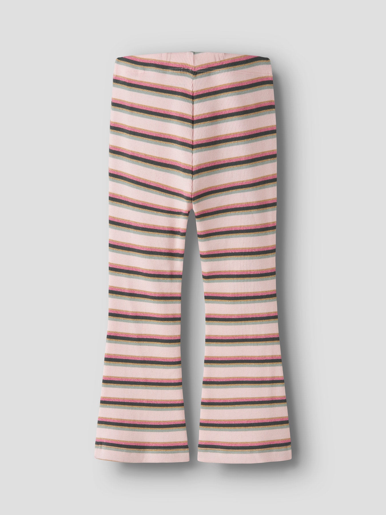 Name It Laverne randiga ribbade flared leggings för flicka i färgen Lotus med glitterdetaljer