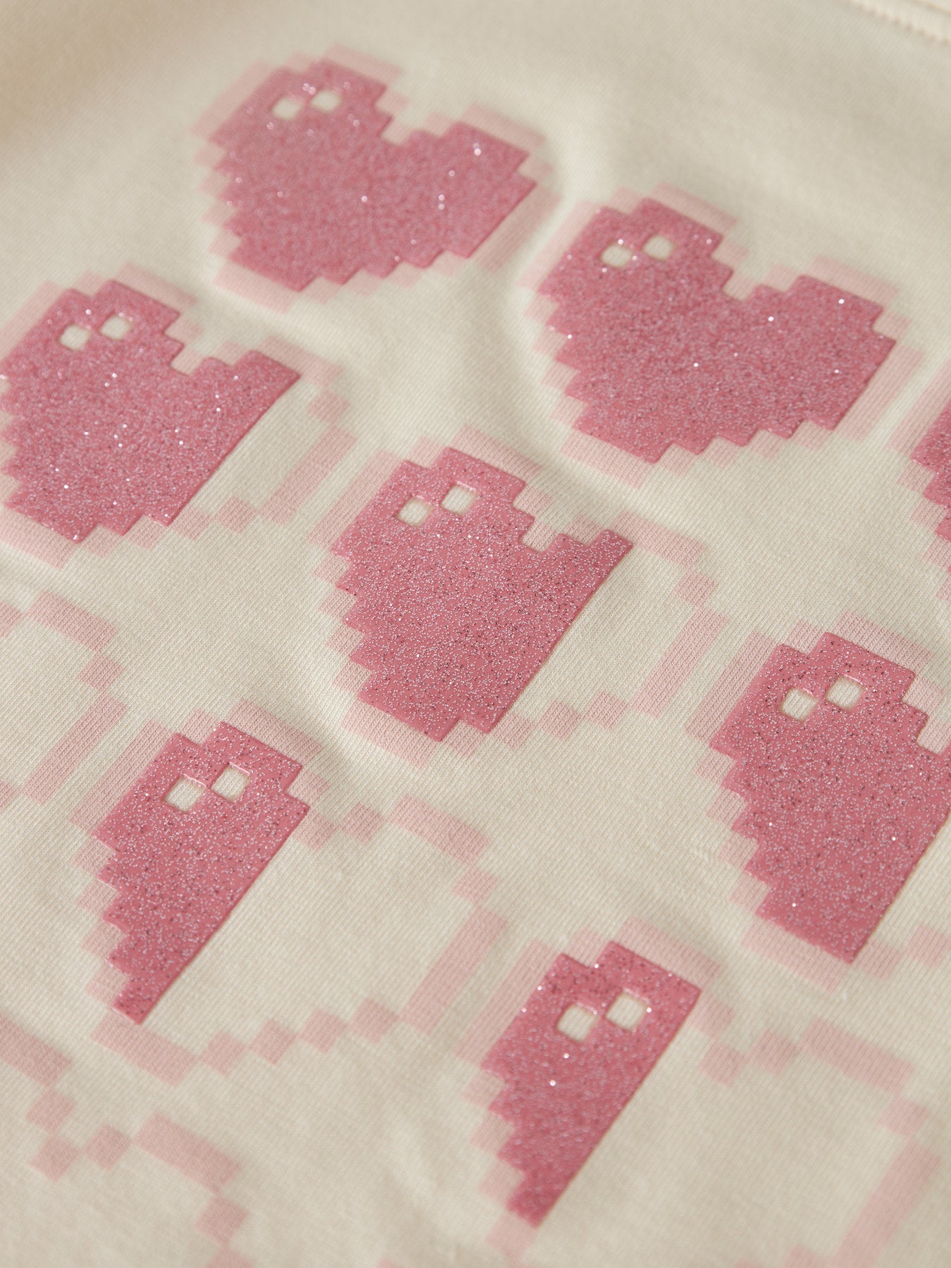 Name It Laraine långärmad tröja för flicka med rosa glittrigt hjärtmotiv i Antique White