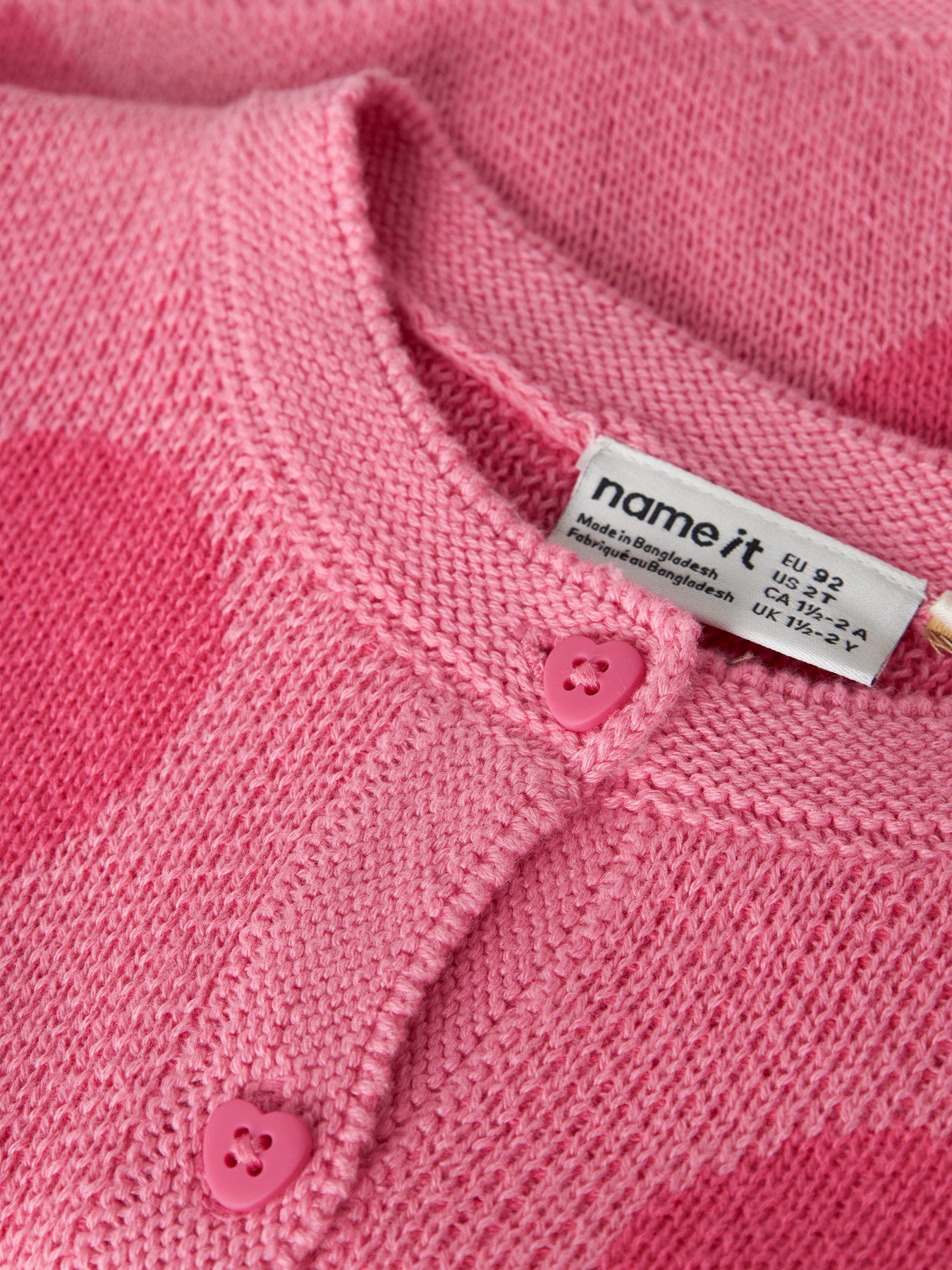 Name It Lianax rosa stickad kofta med hjärtan för flicka
