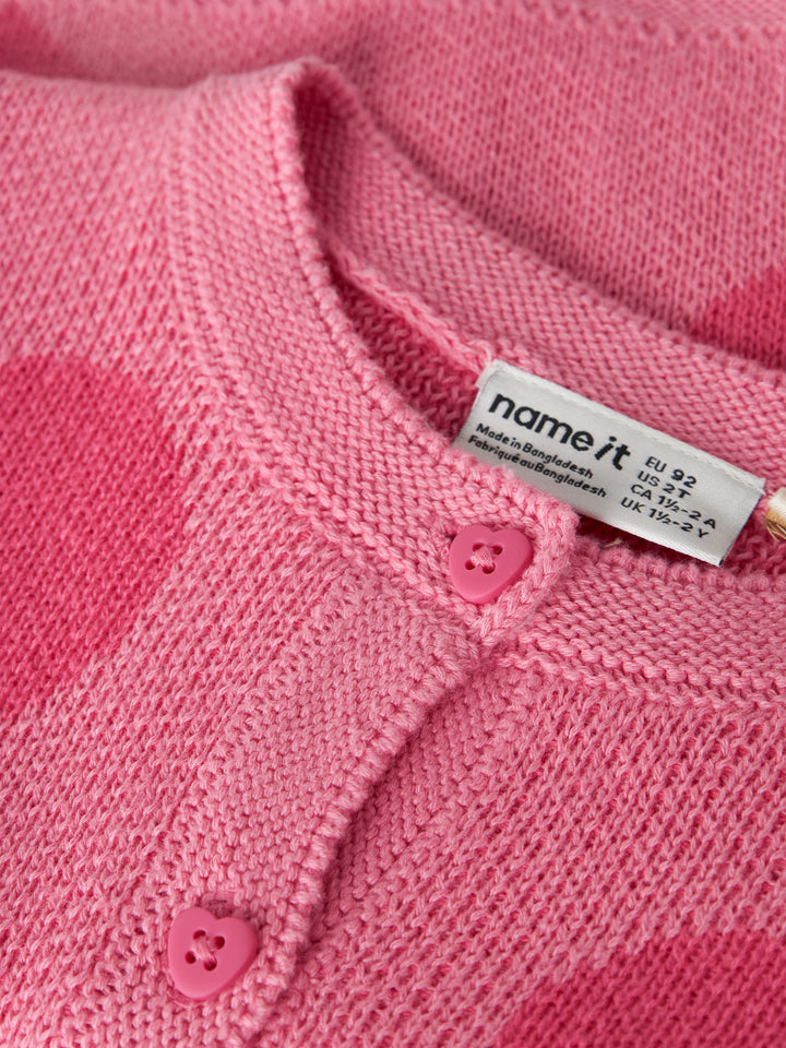 Name It Lianax rosa stickad kofta med hjärtan för flicka