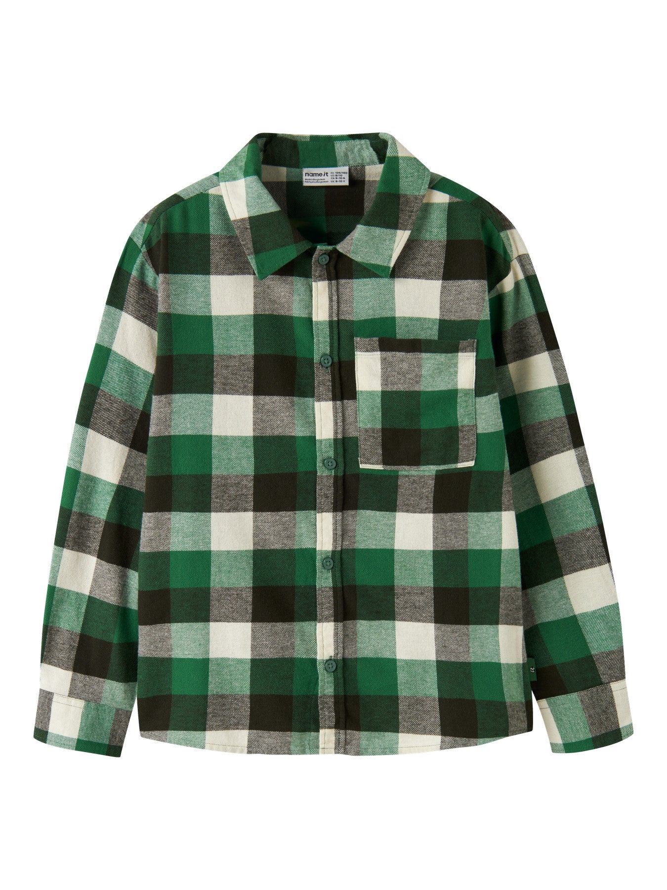 name it Levin rutig overshirt för pojke i ekologisk bomull med skjortkrage, knappar framtill och bröstficka.