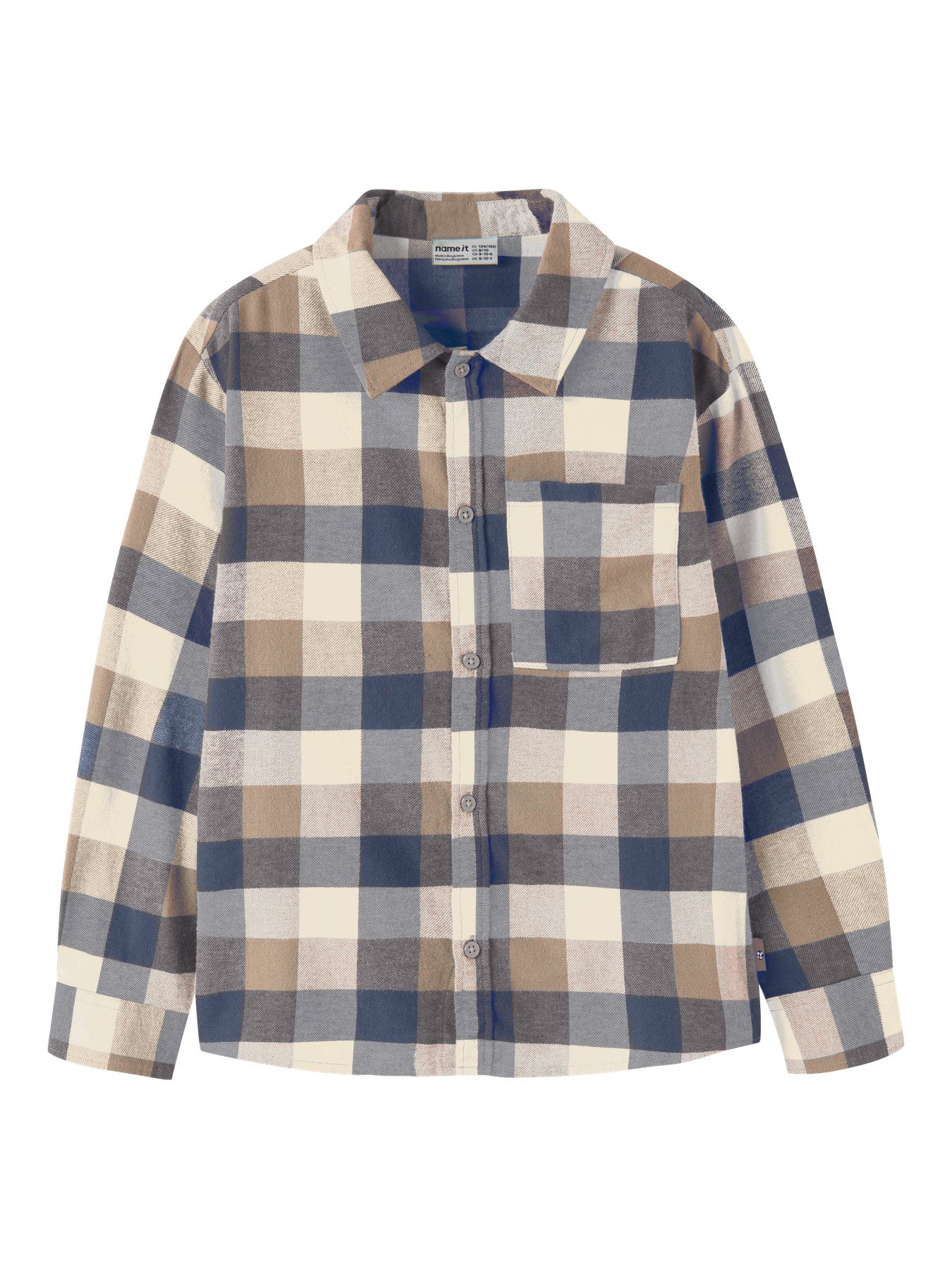 name it Levin rutig overshirt för pojke i ekologisk bomull med skjortkrage, knappar framtill och bröstficka.