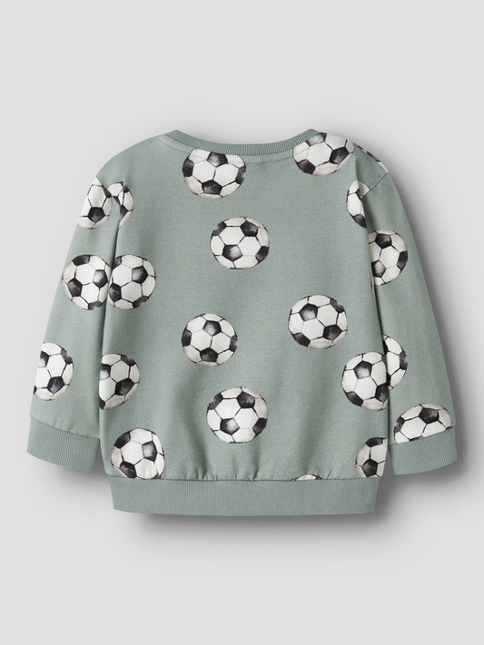 Name It Louie Sweatshirt Med Fotbollsmönster Green Milieu Barn Till Pojke