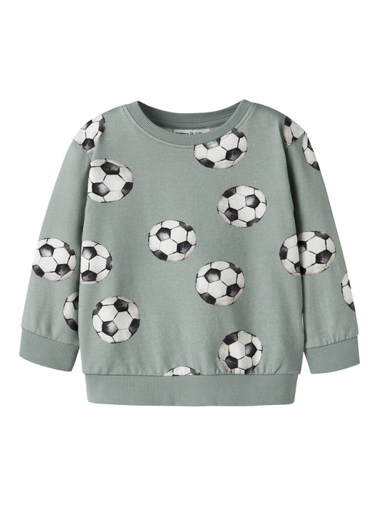 Name It Louie Sweatshirt Med Fotbollsmönster Green Milieu Barn Till Pojke