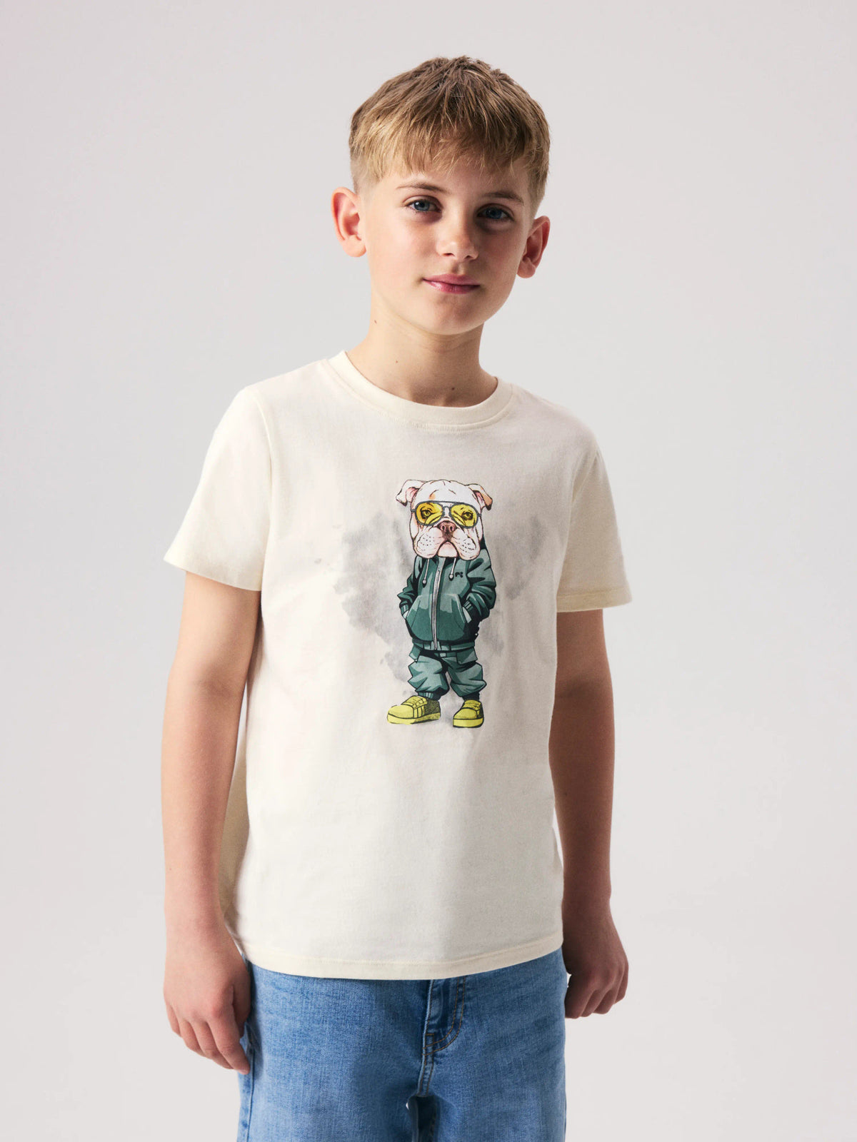 Name It Legu vit t-shirt med hundmotiv för pojke