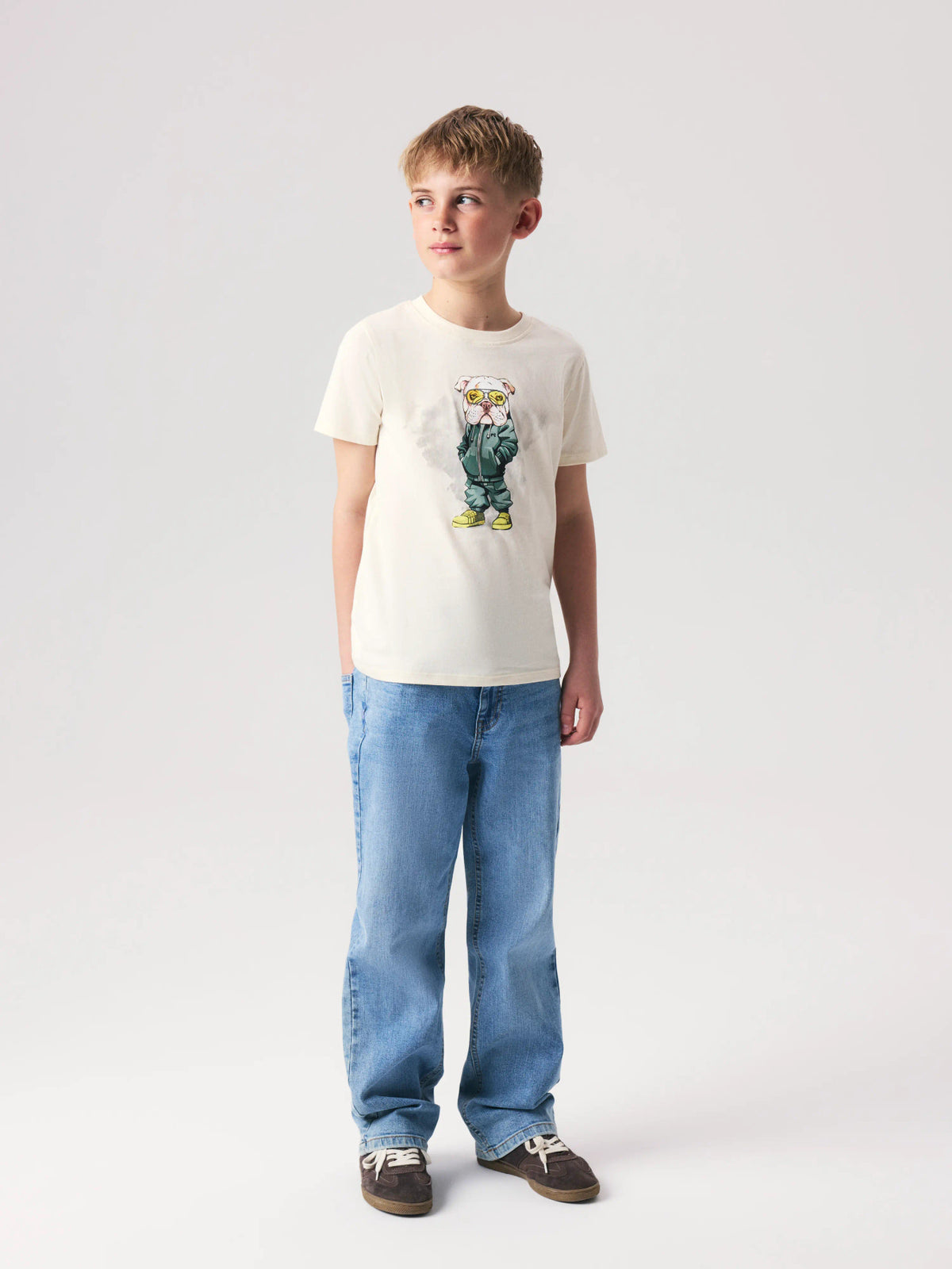 Name It Legu vit t-shirt med hundmotiv för pojke