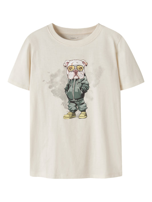 Name It Legu vit t-shirt med hundmotiv för pojke