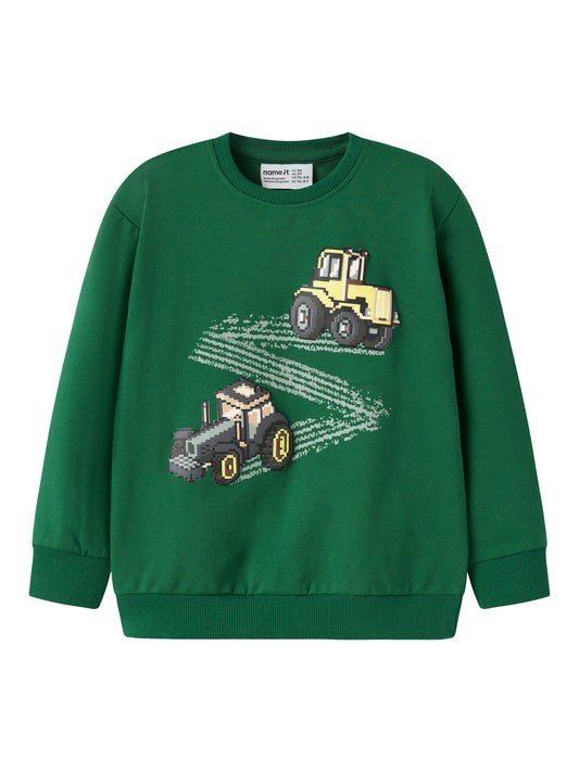 Name It Lavandin grön sweatshirt med traktorer för pojke