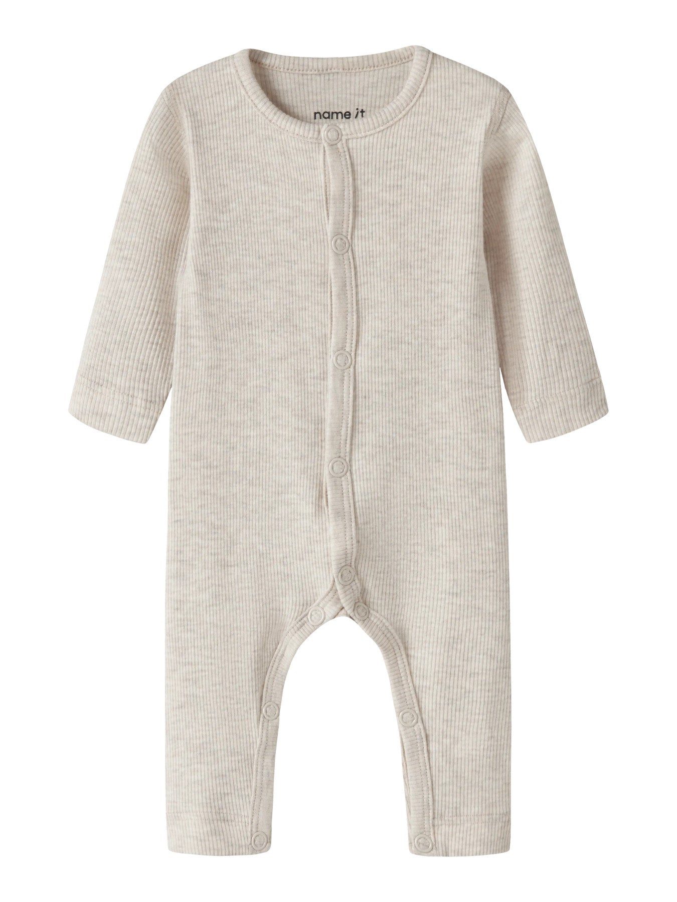 Name It beige prematur sparkdräkt i ekologisk bomull och TENCEL™ Modal med tryckknappar och mjuk ribbad kvalitet