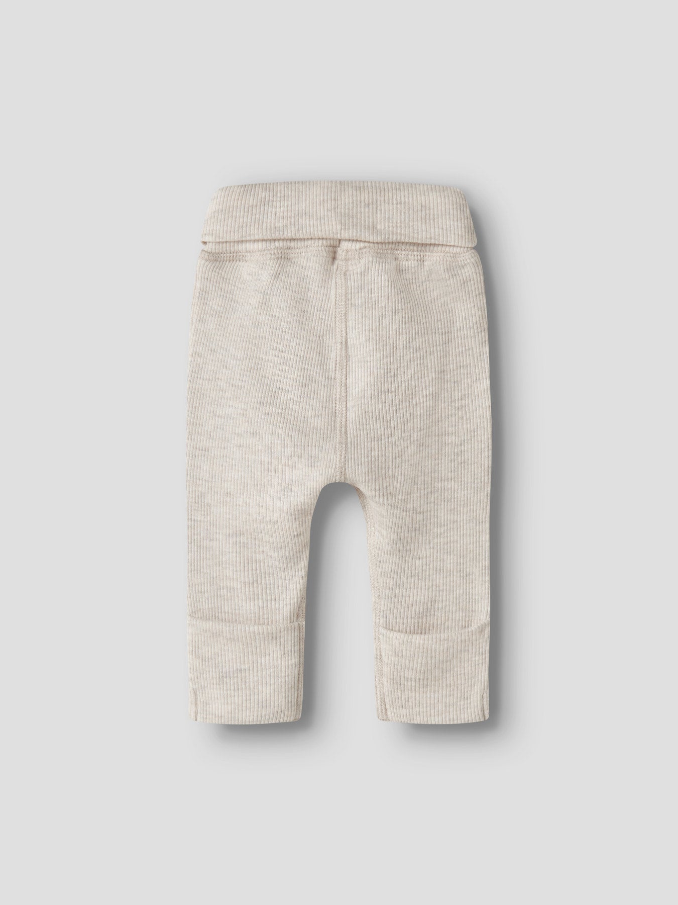 Name It beige ribbade prematurbyxor med nedvikbar midja i mjuk bomull och modal