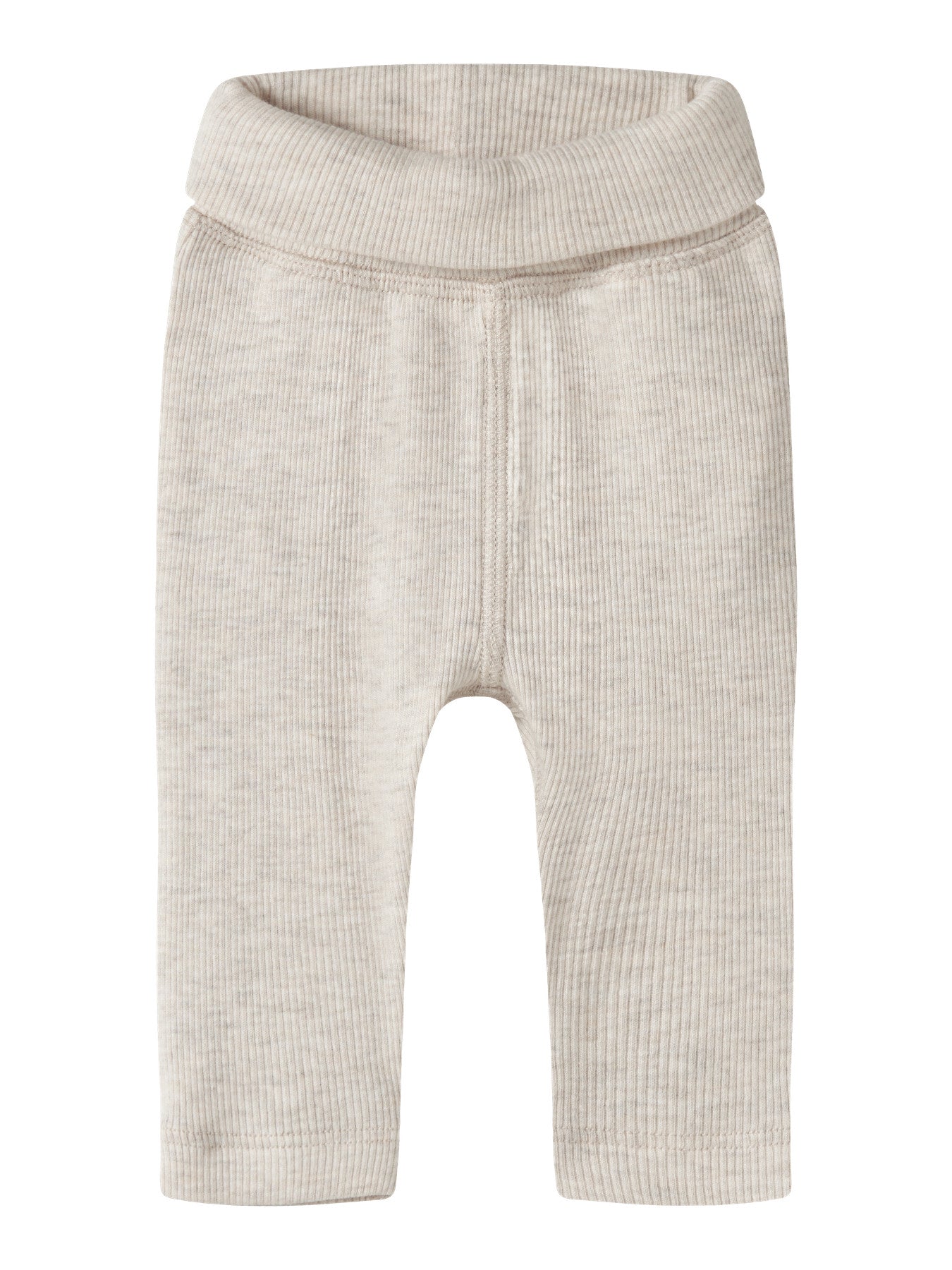 Name It beige ribbade prematurbyxor med nedvikbar midja i mjuk bomull och modal