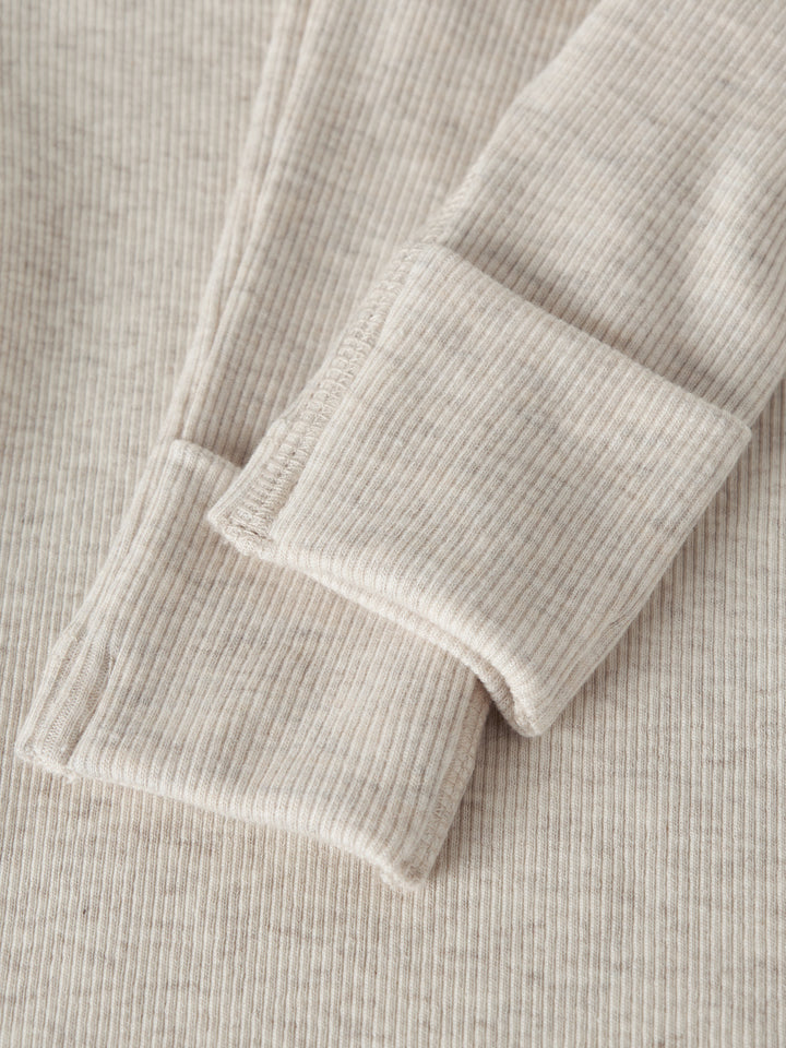 Name It beige ribbade prematurbyxor med nedvikbar midja i mjuk bomull och modal