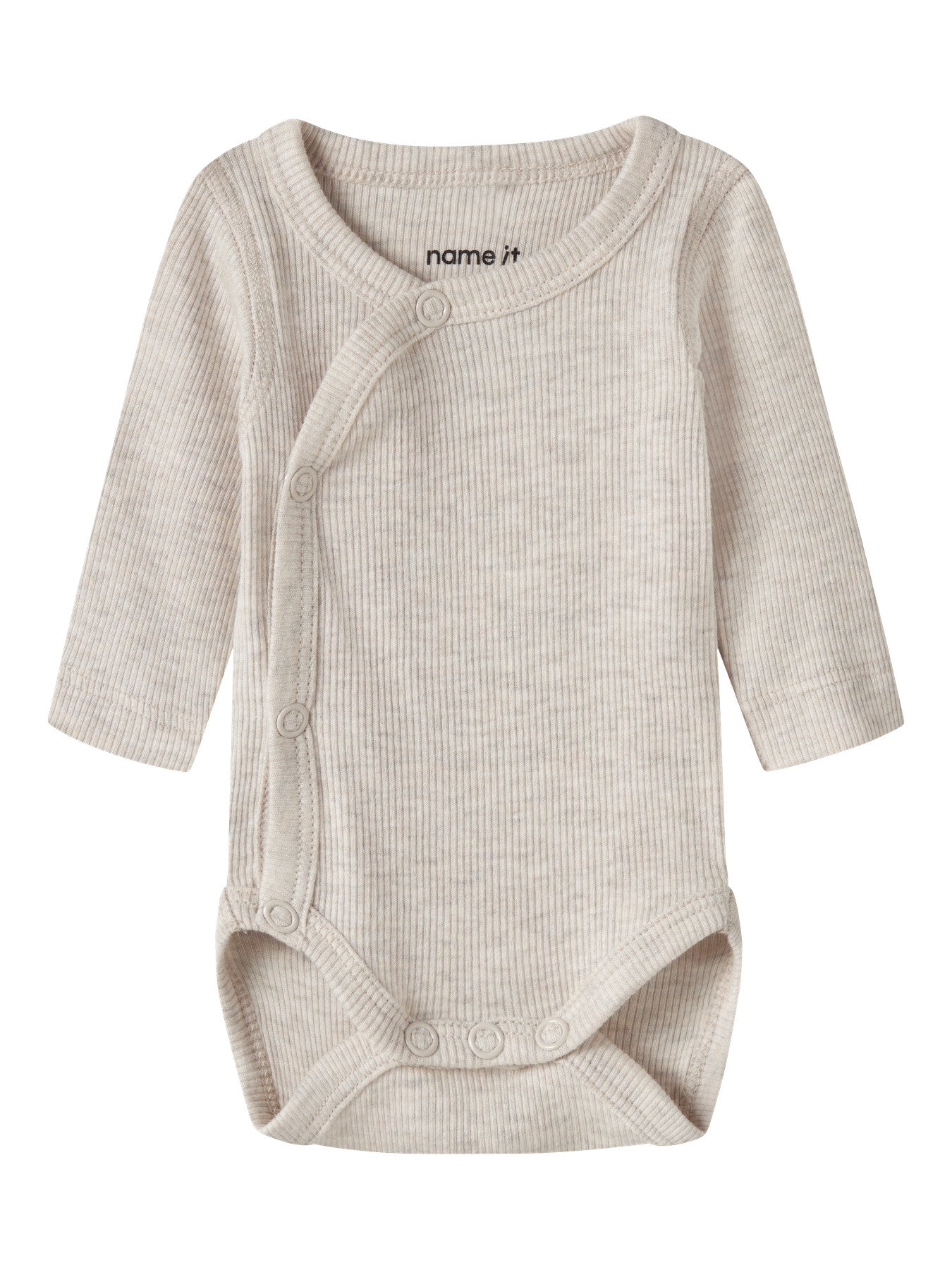 Name It beige prematur omlottbody för baby unisex i ekologisk bomull och TENCEL™ Modal med tryckknappar och mjuk ribbad kvalitet