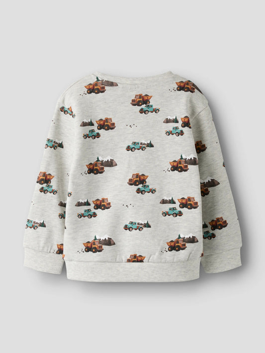 Name It Onikian grå sweatshirt mini pojke med lastbilar och fordon