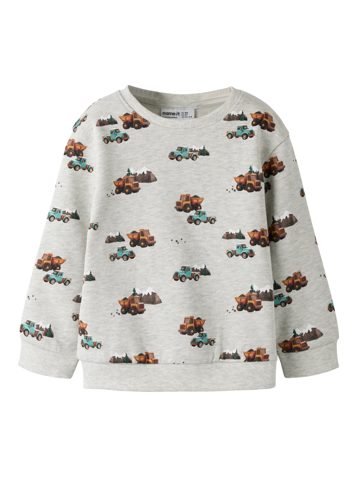 Name It Onikian grå sweatshirt mini pojke med lastbilar och fordon