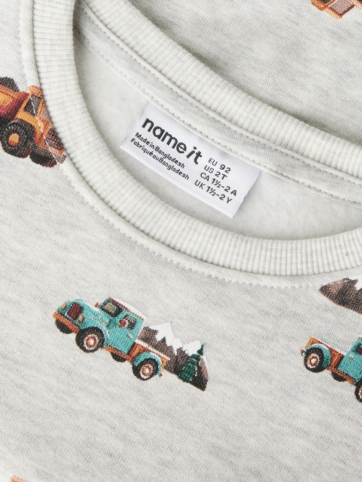 Name It Onikian grå sweatshirt mini pojke med lastbilar och fordon