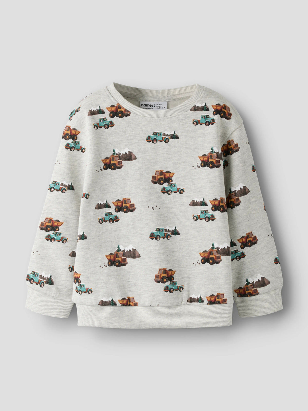 Name It Onikian grå sweatshirt mini pojke med lastbilar och fordon
