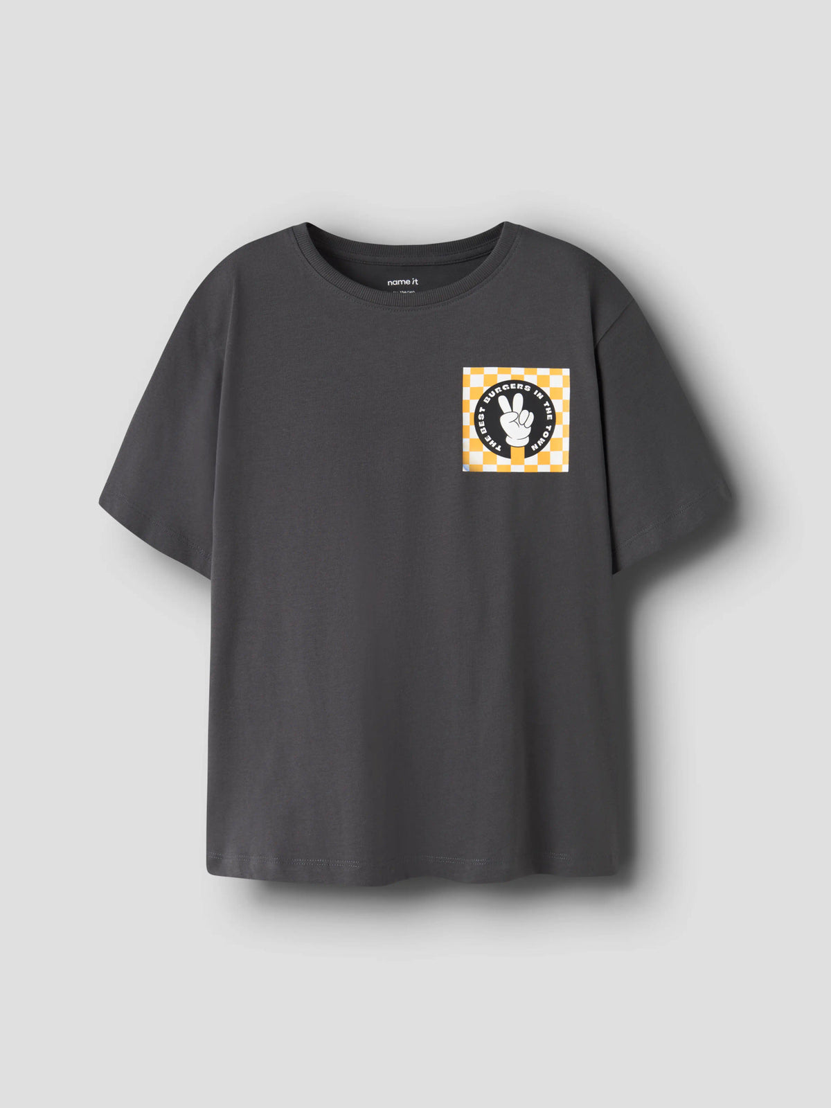 Name It Olaff mörkgrå T-shirt för pojke kids med Street Food-tryck som backprint och framtill – 13258735
