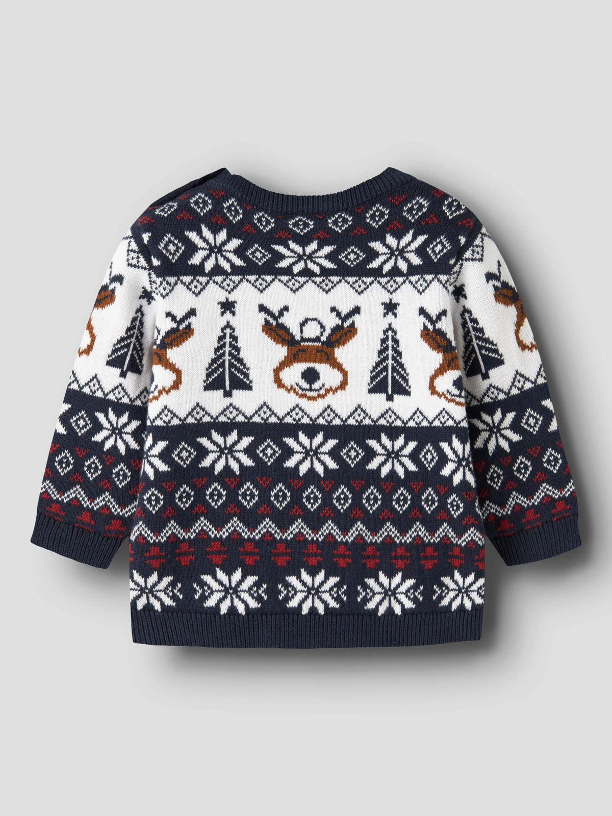 Name It Rismas marinblå stickad jultröja baby unisex med renar granar och snöflingor