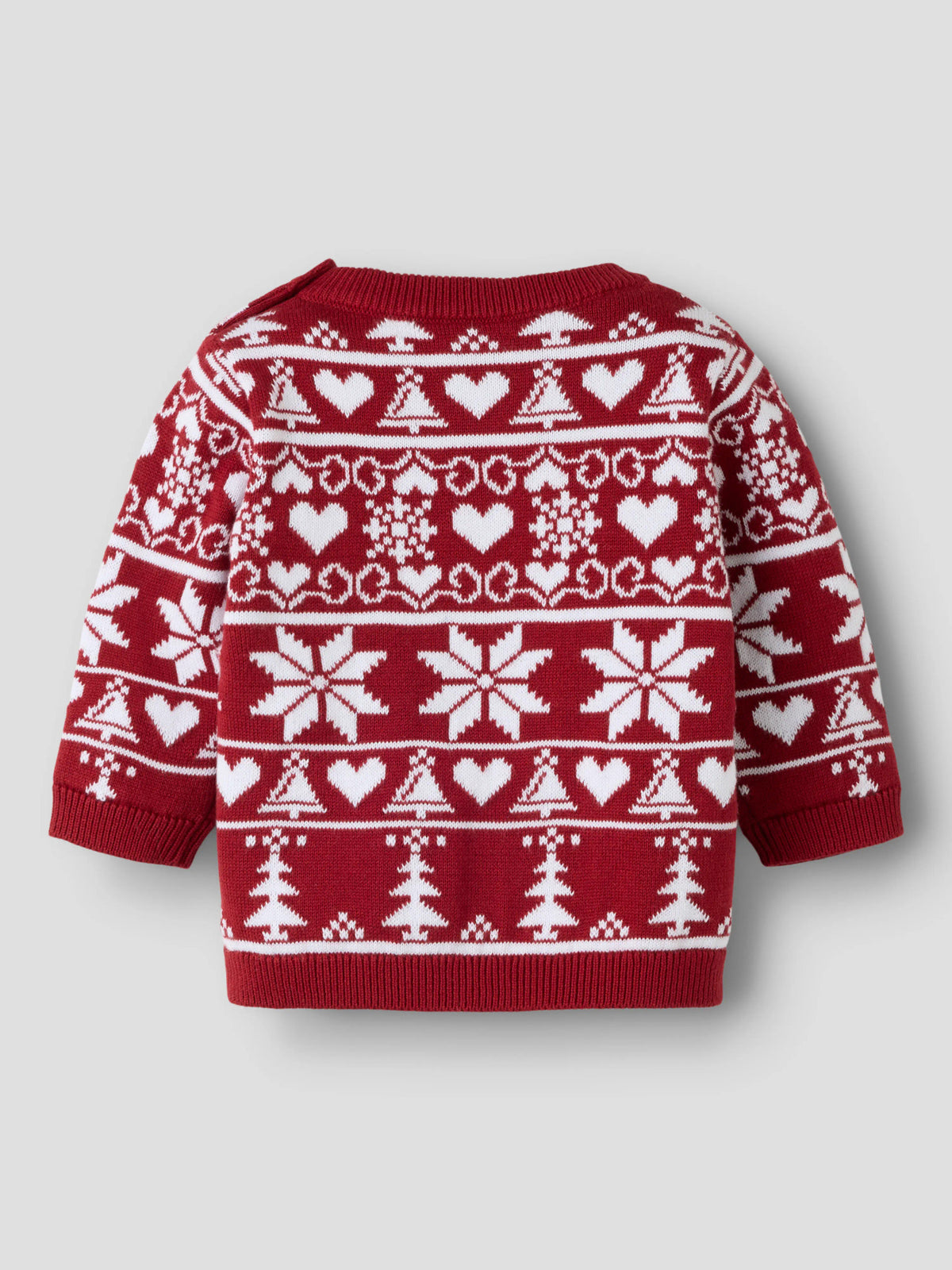Name It Rismas röd stickad jultröja baby unisex med snöflingor hjärtan och granar